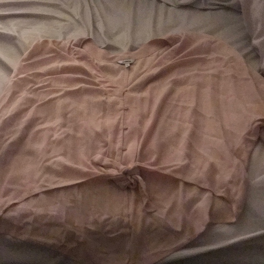 Pink express tie front blouse